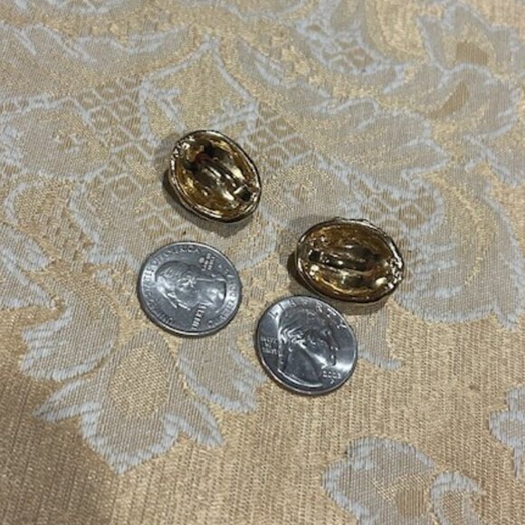 SPHINX Designer Oval Gold Rhinestone EARRINGS - Picture 8 of 8